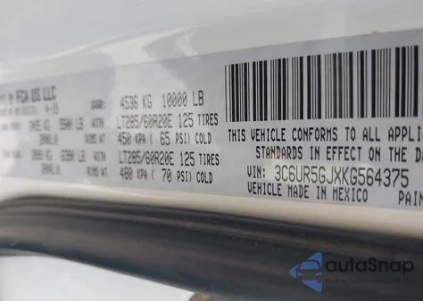 2019 Ram 2500 Longhorn 4X4 6'4 Box from USA, damaged, VIN 3C6UR5GJXKG564375